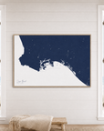 Long Beach canvas map — window-scene interior
