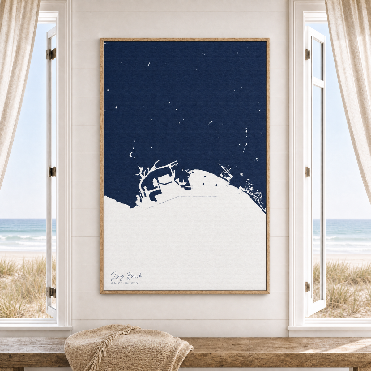 Long Beach canvas map — window-scene interior