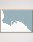 Long Beach Coastal Map — Canvas Horizontal — soft-blue, Light Wood