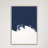 Long Beach Coastal Map — Canvas Vertical, navy, Natural Oak