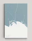 Long Beach Coastal Map — Canvas Vertical, soft-blue, No Frame