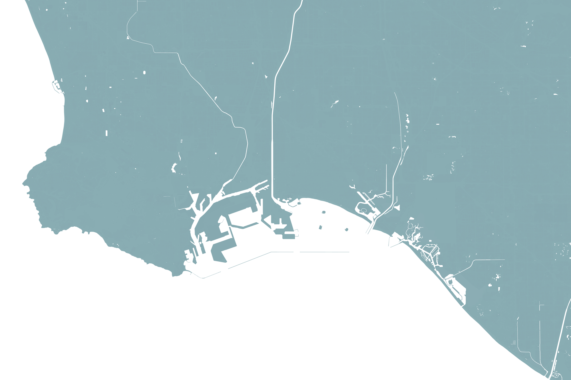 Long Beach Coastal Map — Fine Art Print Horizontal, soft-blue, No Frame, 10x8
