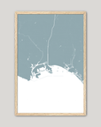 Long Beach Coastal Map — Fine Art Print Vertical, soft-blue, Oak, 8x10