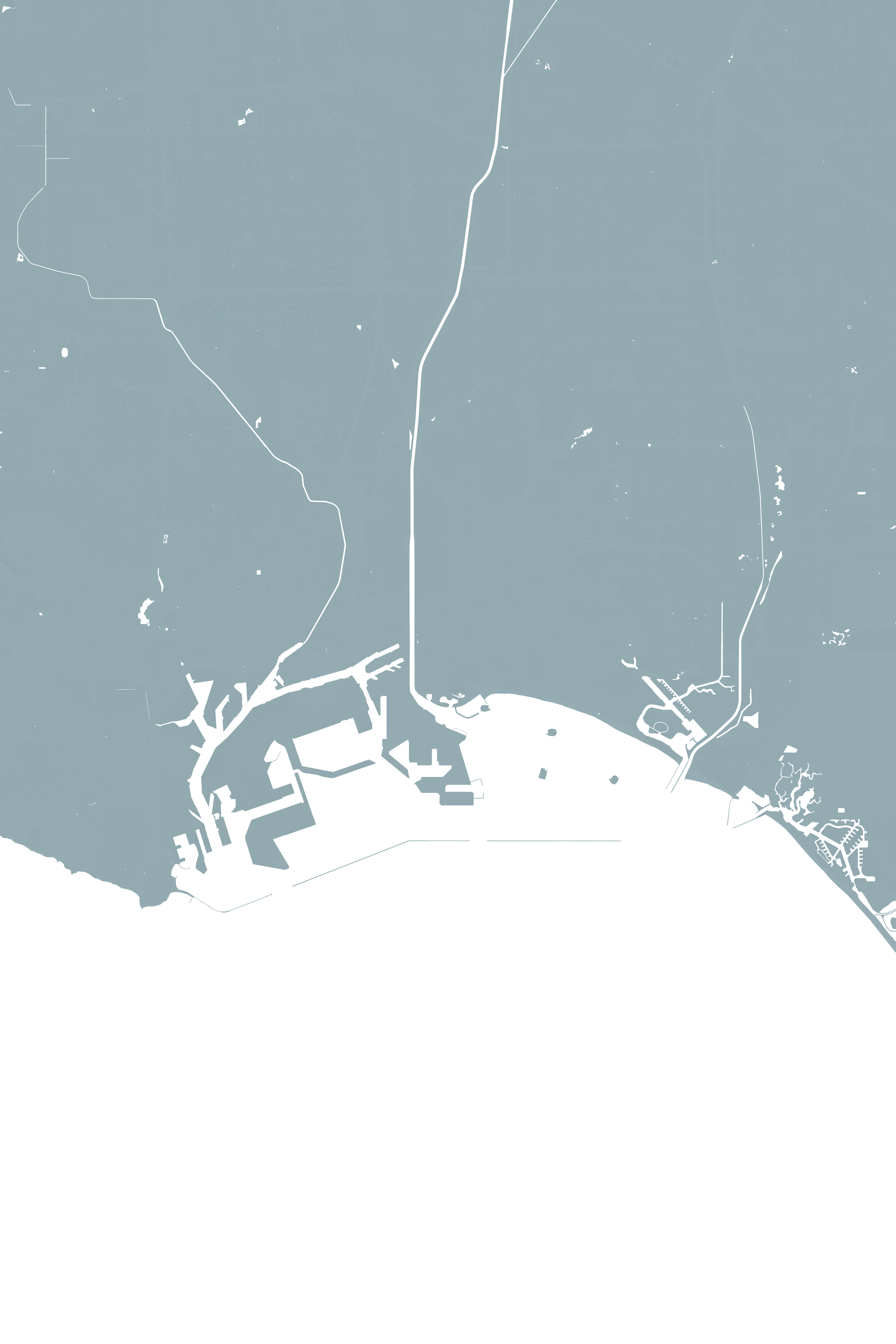 Long Beach Coastal Map — Fine Art Print Vertical, soft-blue, No Frame, 8x10