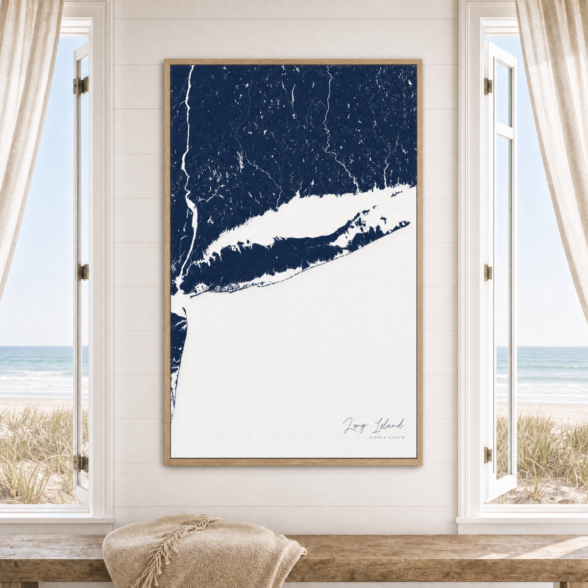 Long Island canvas map — window-scene interior