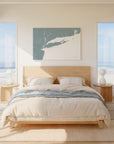 Long Island soft blue horizontal wrapped canvas map in the ratio 3:2 hand mockup