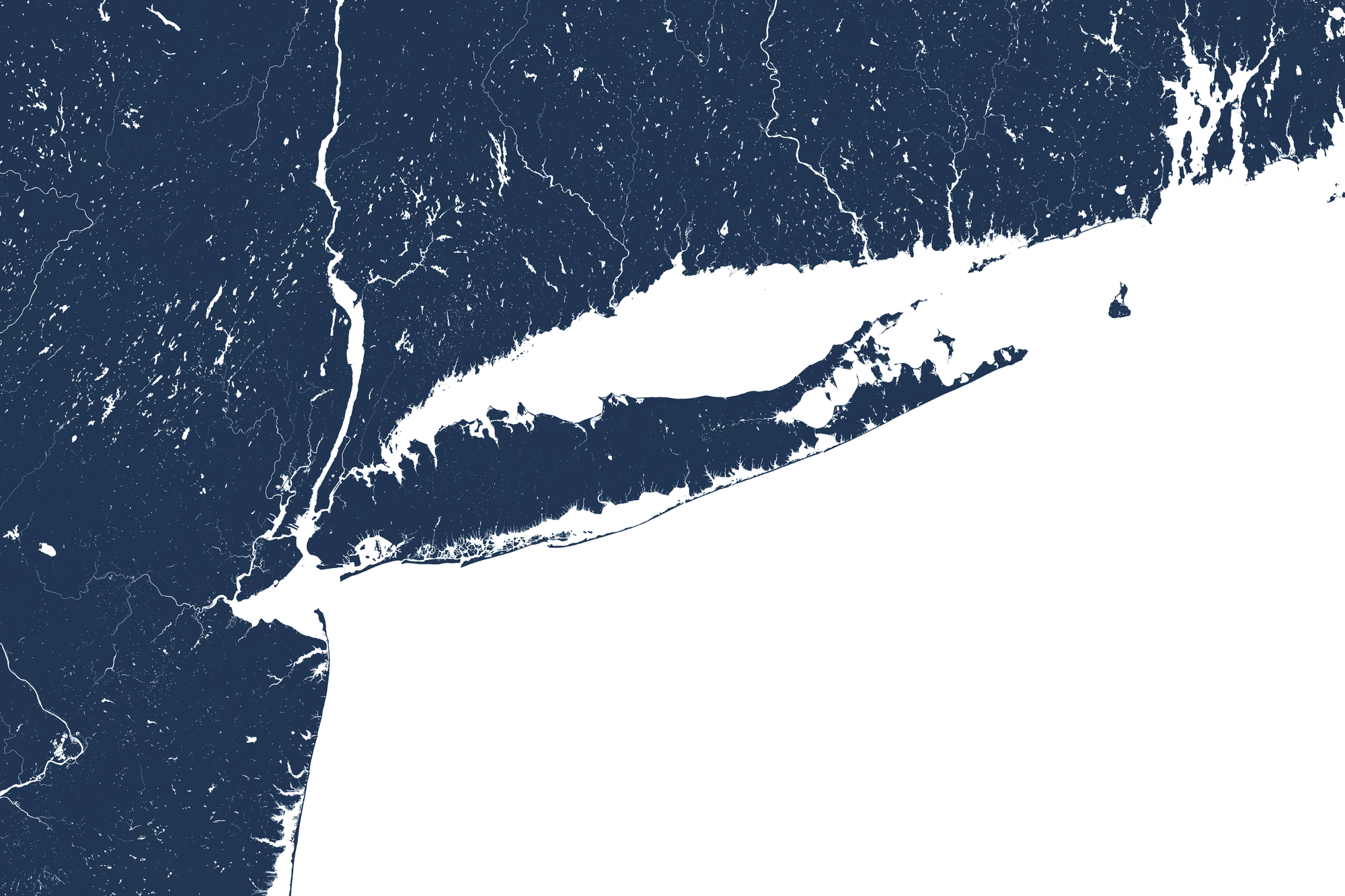 Long Island Coastal Map — Fine Art Print Horizontal, navy, No Frame, 10x8