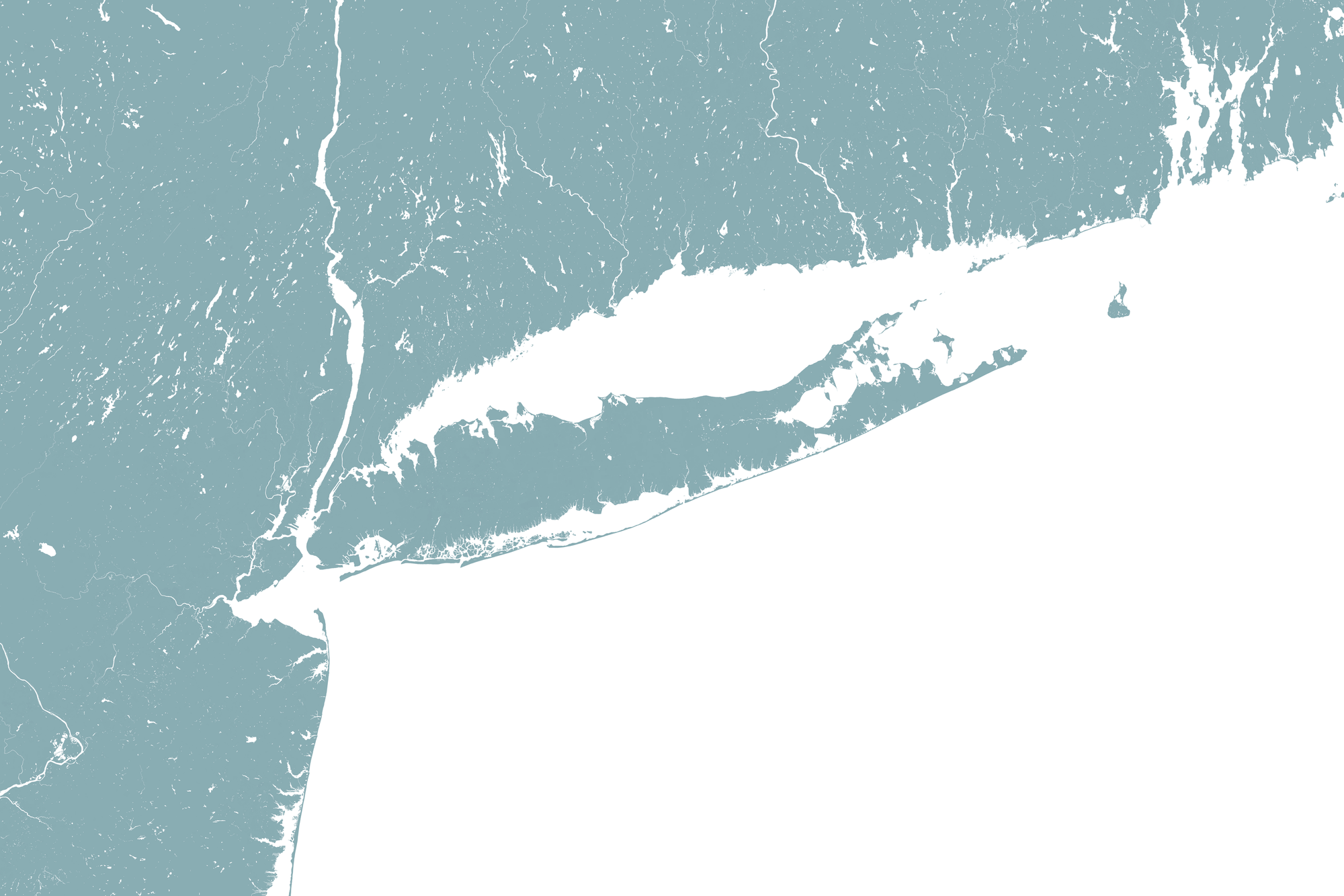 Long Island Coastal Map — Fine Art Print Horizontal, soft-blue, No Frame, 10x8