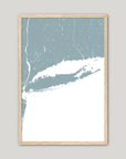 Long Island Coastal Map — Fine Art Print Vertical, soft-blue, Oak, 8x10