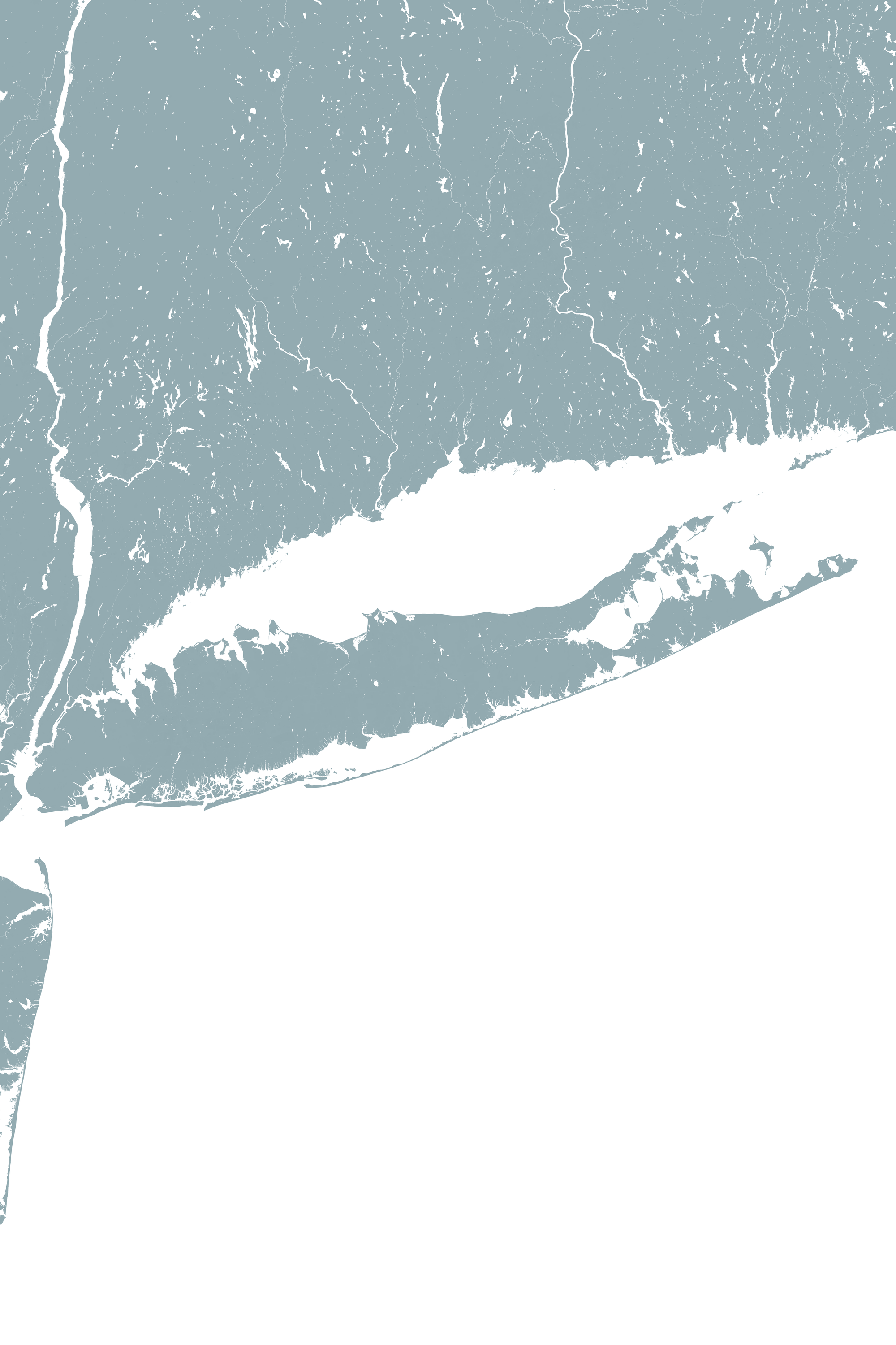 Long Island Coastal Map — Fine Art Print Vertical, soft-blue, No Frame, 8x10