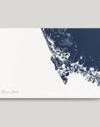 Marco Island Coastal Map — Canvas Horizontal, navy, No Frame