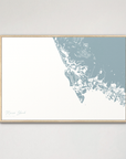 Marco Island Coastal Map — Canvas Horizontal, soft-blue, Natural Oak