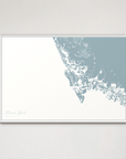 Marco Island Coastal Map — Canvas Horizontal, soft-blue, White Frame