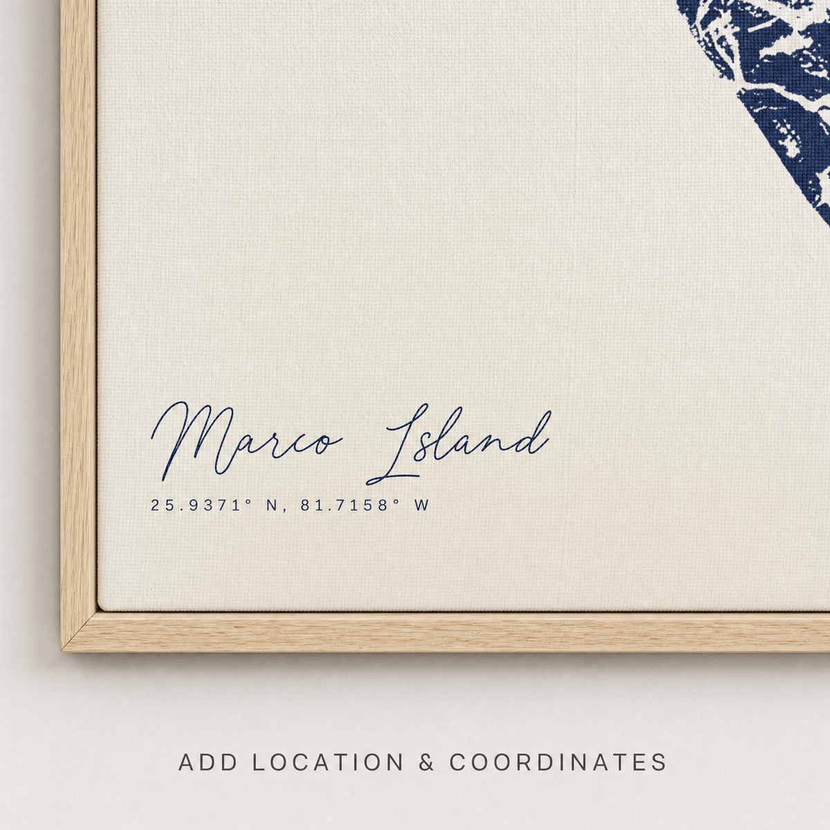 Marco Island canvas map — location and coordinates customization