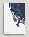 Marco Island Coastal Map — Canvas Vertical, navy, No Frame
