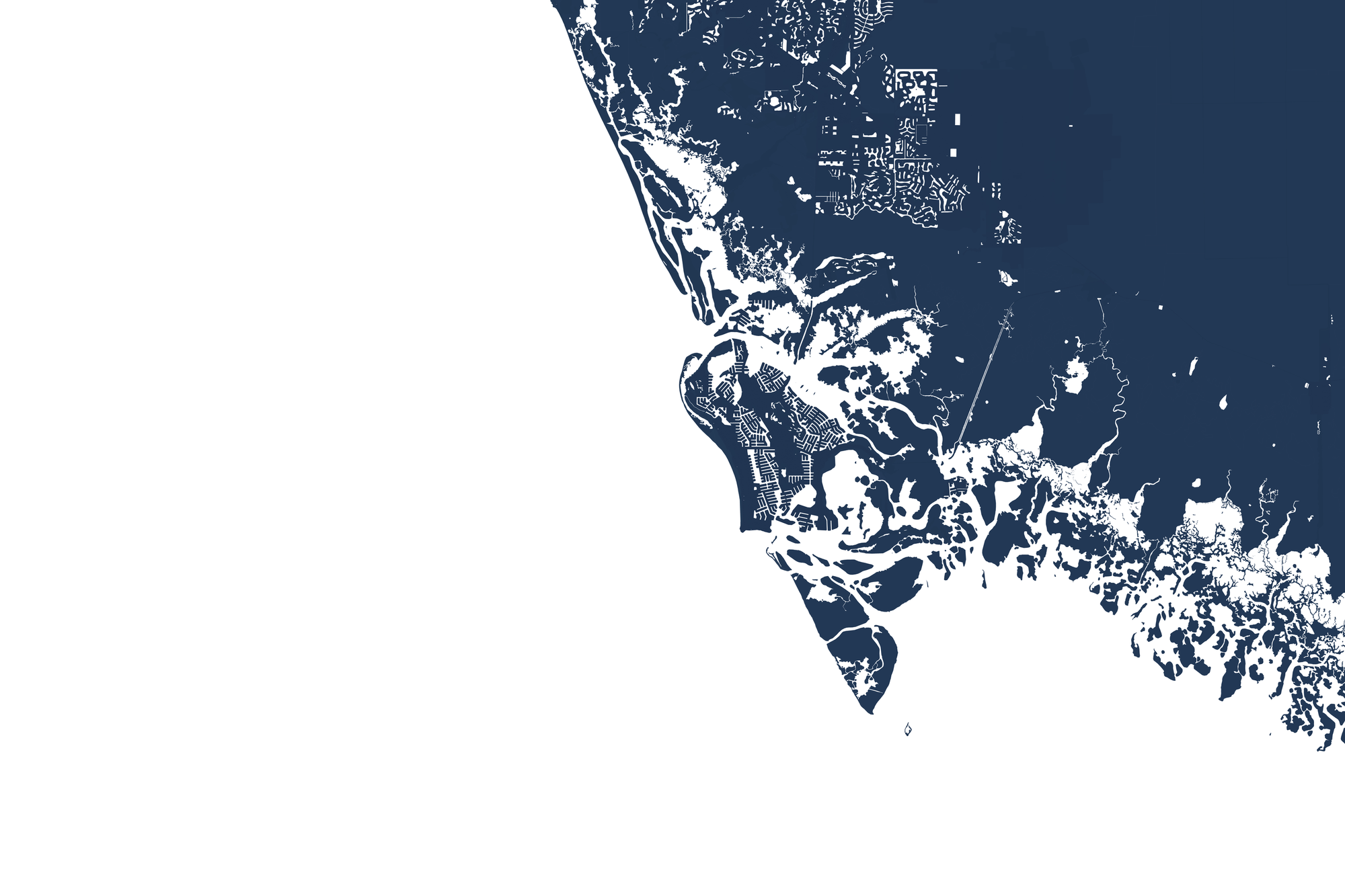 Marco Island Coastal Map — Fine Art Print Horizontal, navy, No Frame, 10x8