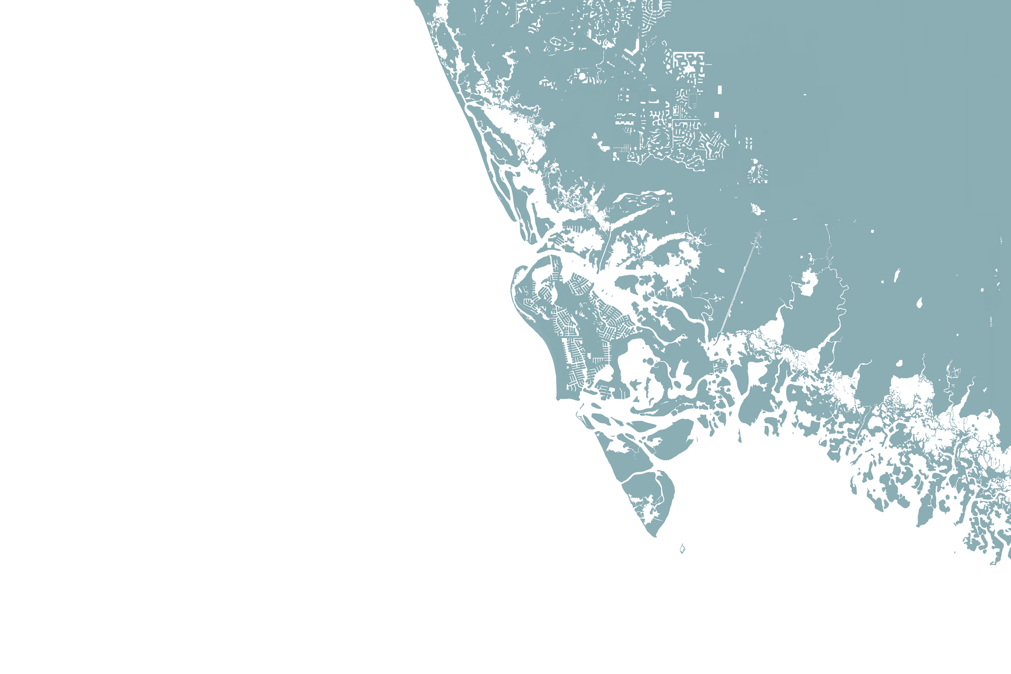 Marco Island Coastal Map — Fine Art Print Horizontal, soft-blue, No Frame, 10x8
