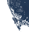 Marco Island Coastal Map — Fine Art Print Vertical, navy, No Frame, 8x10