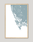 Marco Island Coastal Map — Fine Art Print Vertical, soft-blue, Oak, 8x10