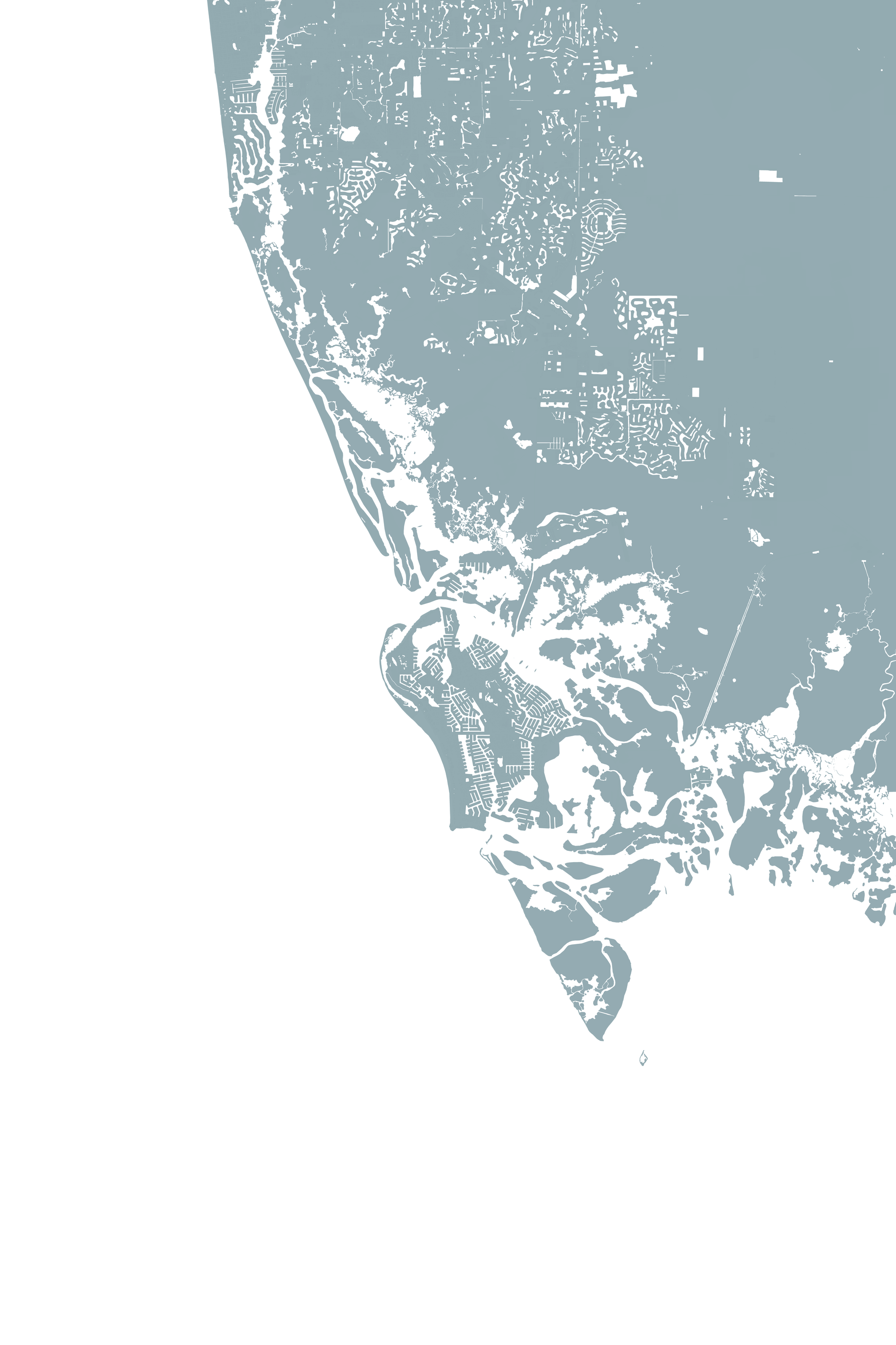 Marco Island Coastal Map — Fine Art Print Vertical, soft-blue, No Frame, 8x10