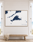 Martha's Vineyard canvas map — window-scene interior