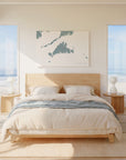 Marthas Vineyard soft blue horizontal wrapped canvas map in the ratio 3:2 hand mockup