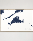 Martha's Vineyard Coastal Map — Canvas Horizontal, navy, Natural Oak