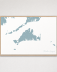Martha's Vineyard Coastal Map — Canvas Horizontal — soft-blue, Light Wood