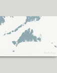 Martha's Vineyard Coastal Map — Canvas Horizontal, soft-blue, No Frame