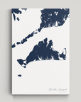 Martha's Vineyard Coastal Map — Canvas Vertical, navy, No Frame