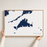 Martha's Vineyard canvas map — hands holding the canvas in an oak frame
