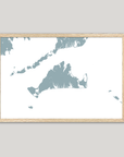 Martha's Vineyard Coastal Map — Fine Art Print Horizontal, soft-blue, Oak, 10x8