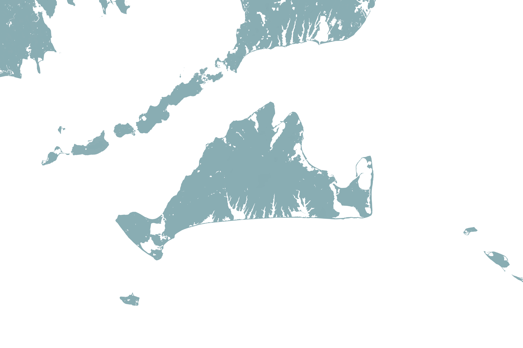 Martha's Vineyard Coastal Map — Fine Art Print Horizontal, soft-blue, No Frame, 10x8