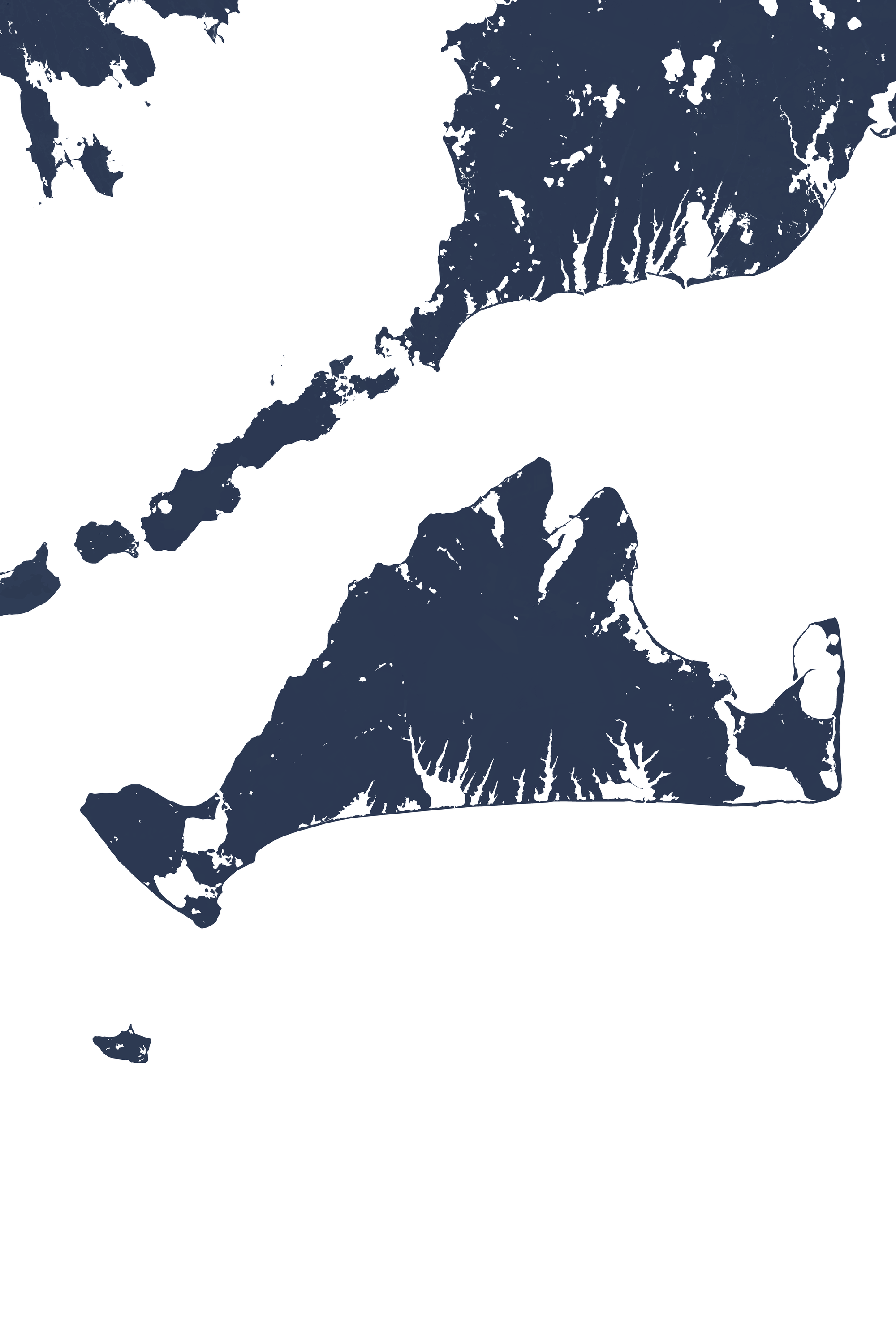Martha's Vineyard Coastal Map — Fine Art Print Vertical, navy, No Frame, 8x10
