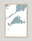 Martha's Vineyard Coastal Map — Fine Art Print Vertical, soft-blue, Oak, 8x10