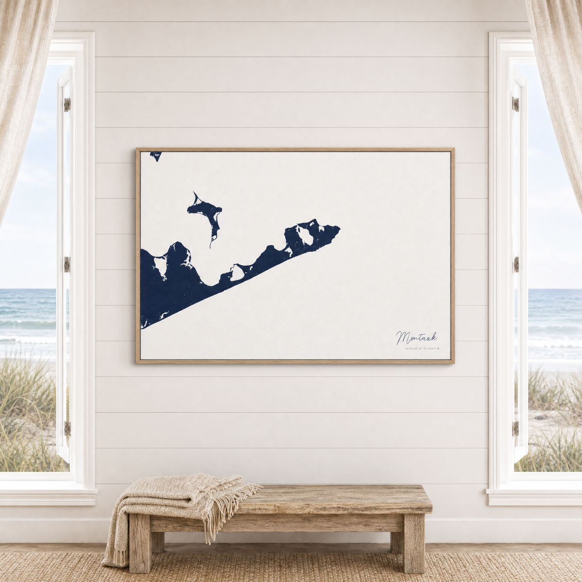 Montauk canvas map — window-scene interior