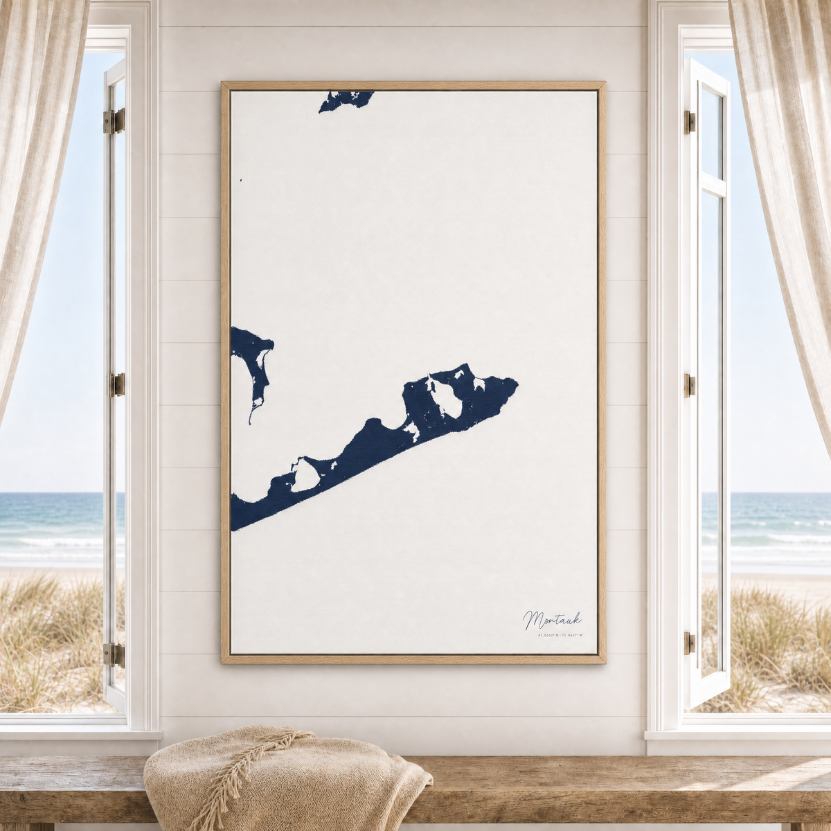 Montauk canvas map — window-scene interior
