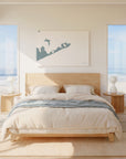 Montauk soft blue horizontal wrapped canvas map in the ratio 3:2 hand mockup
