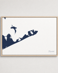 Montauk Coastal Map — Canvas Horizontal — navy, Light Wood