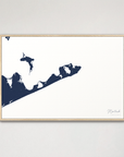 Montauk Coastal Map — Canvas Horizontal, navy, Natural Oak