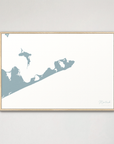 Montauk Coastal Map — Canvas Horizontal, soft-blue, Natural Oak