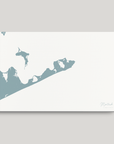 Montauk Coastal Map — Canvas Horizontal, soft-blue, No Frame