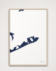 Montauk Coastal Map — Canvas Vertical — navy, Light Wood