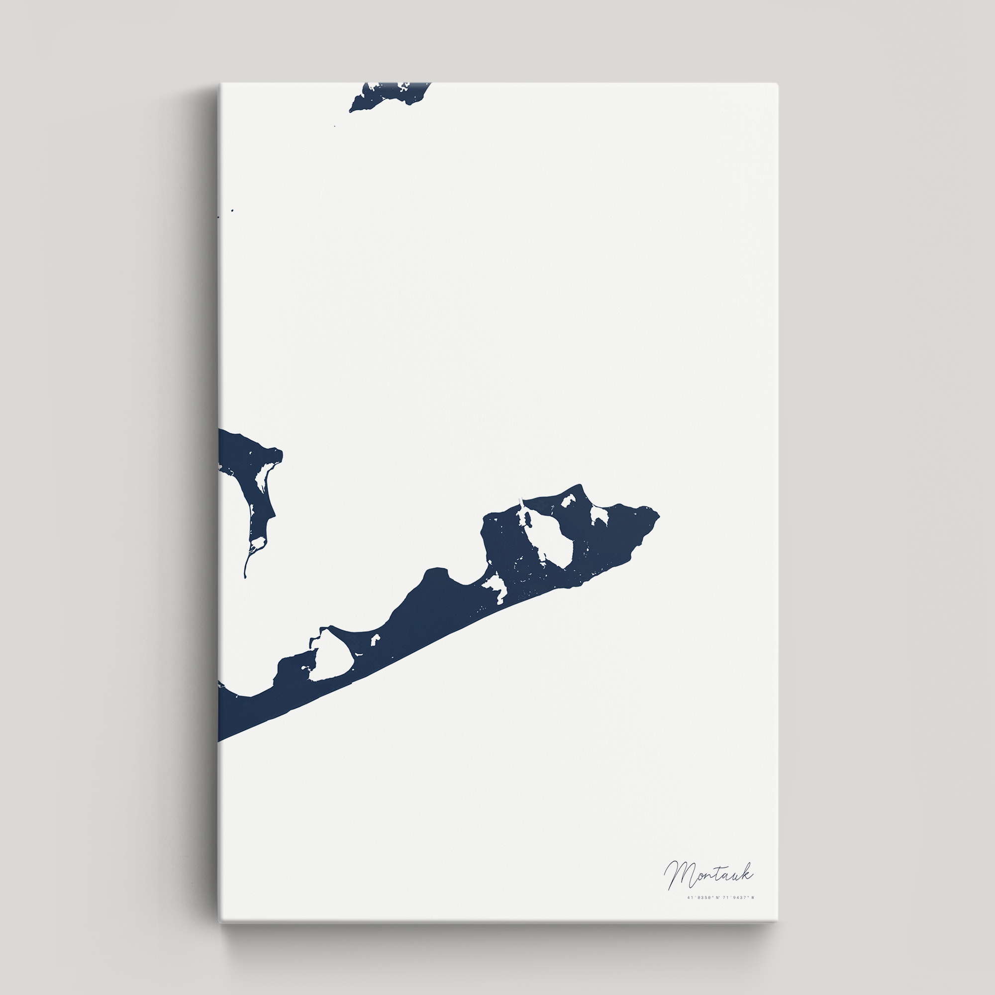 Montauk Coastal Map — Canvas Vertical, navy, No Frame