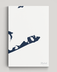 Montauk Coastal Map — Canvas Vertical, navy, No Frame