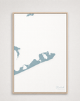 Montauk Coastal Map — Canvas Vertical — soft-blue, Light Wood
