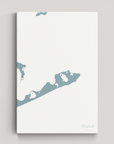 Montauk Coastal Map — Canvas Vertical, soft-blue, No Frame