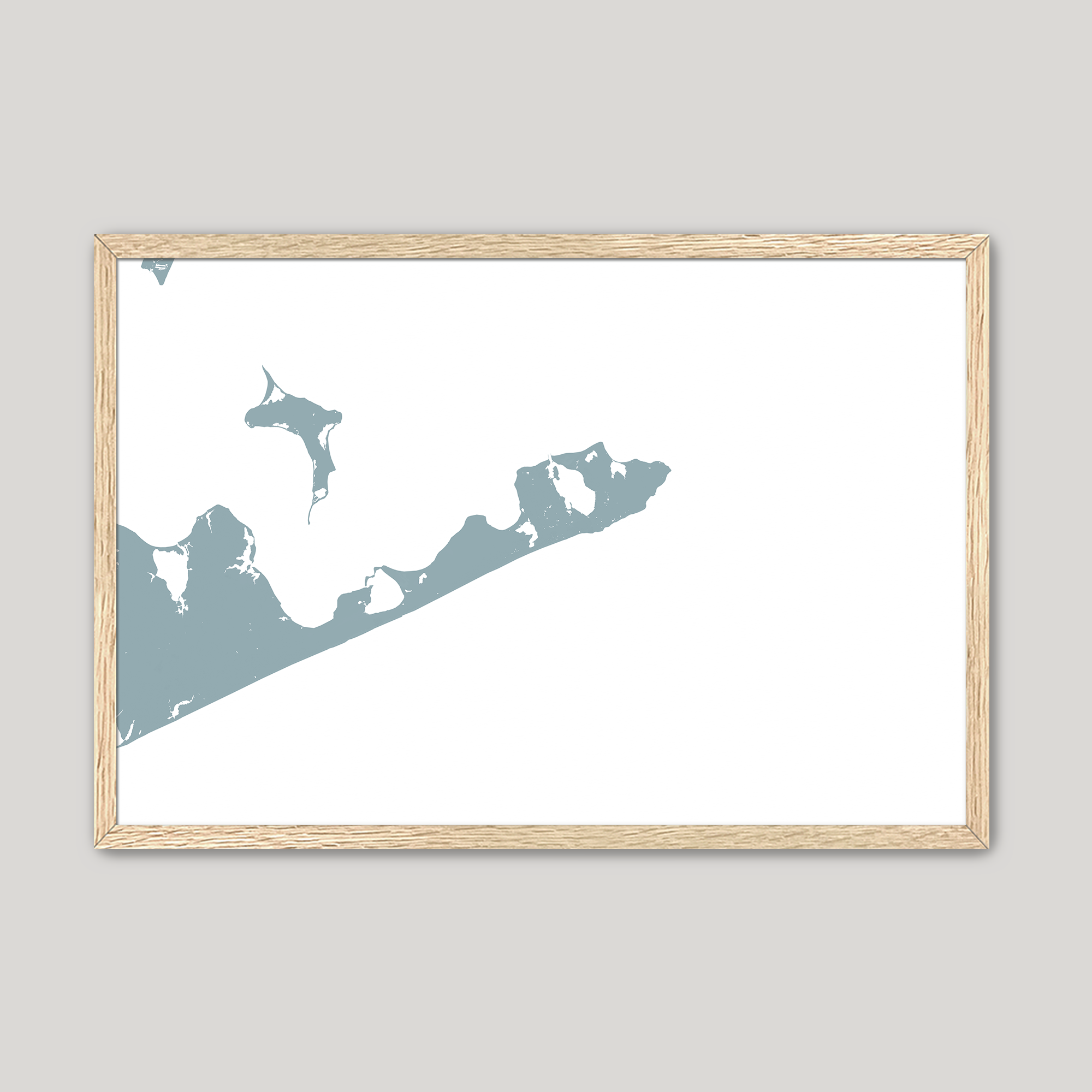 Montauk Coastal Map — Fine Art Print Horizontal, soft-blue, Oak, 10x8