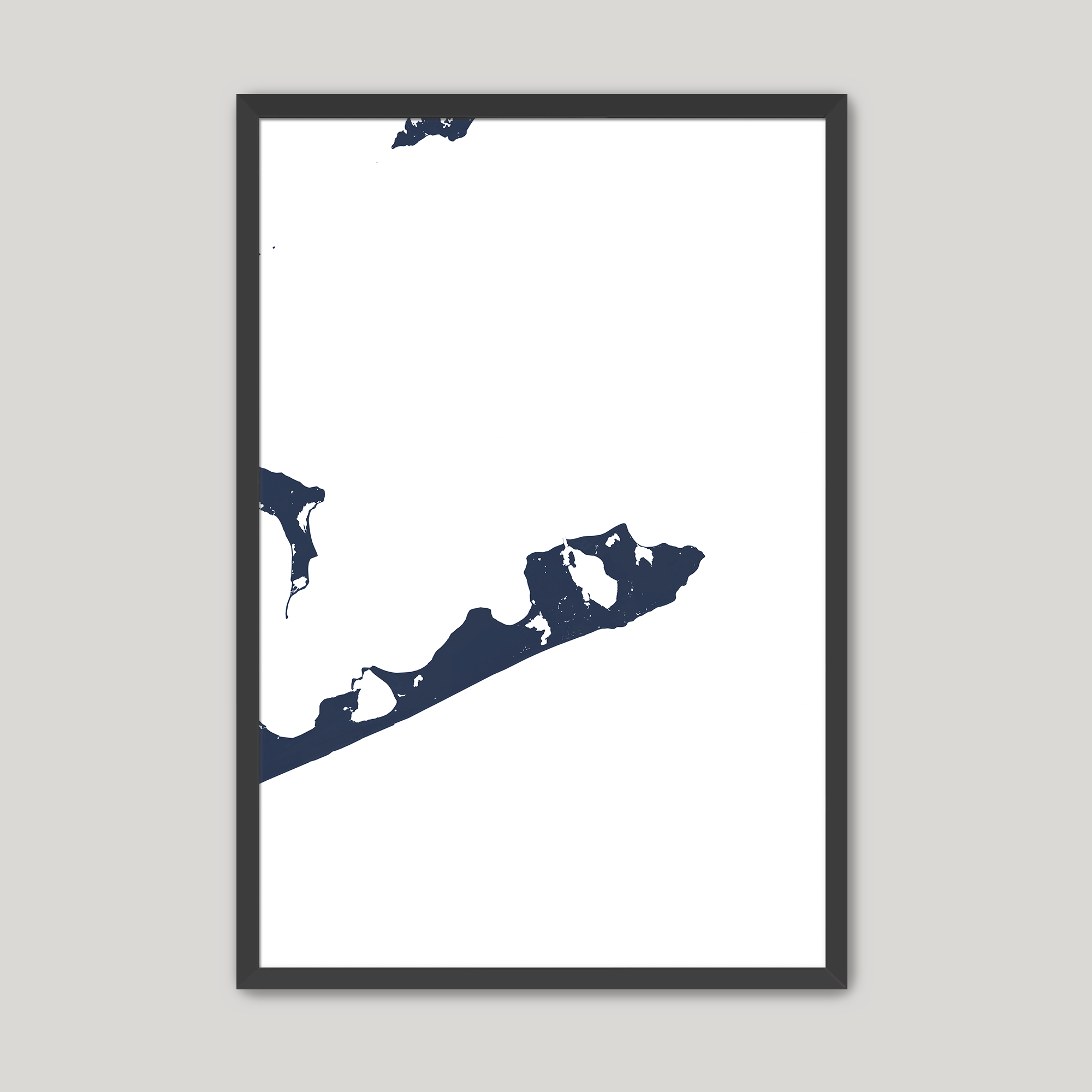 Montauk Coastal Map — Fine Art Print Vertical, navy, Black Frame, 8x10