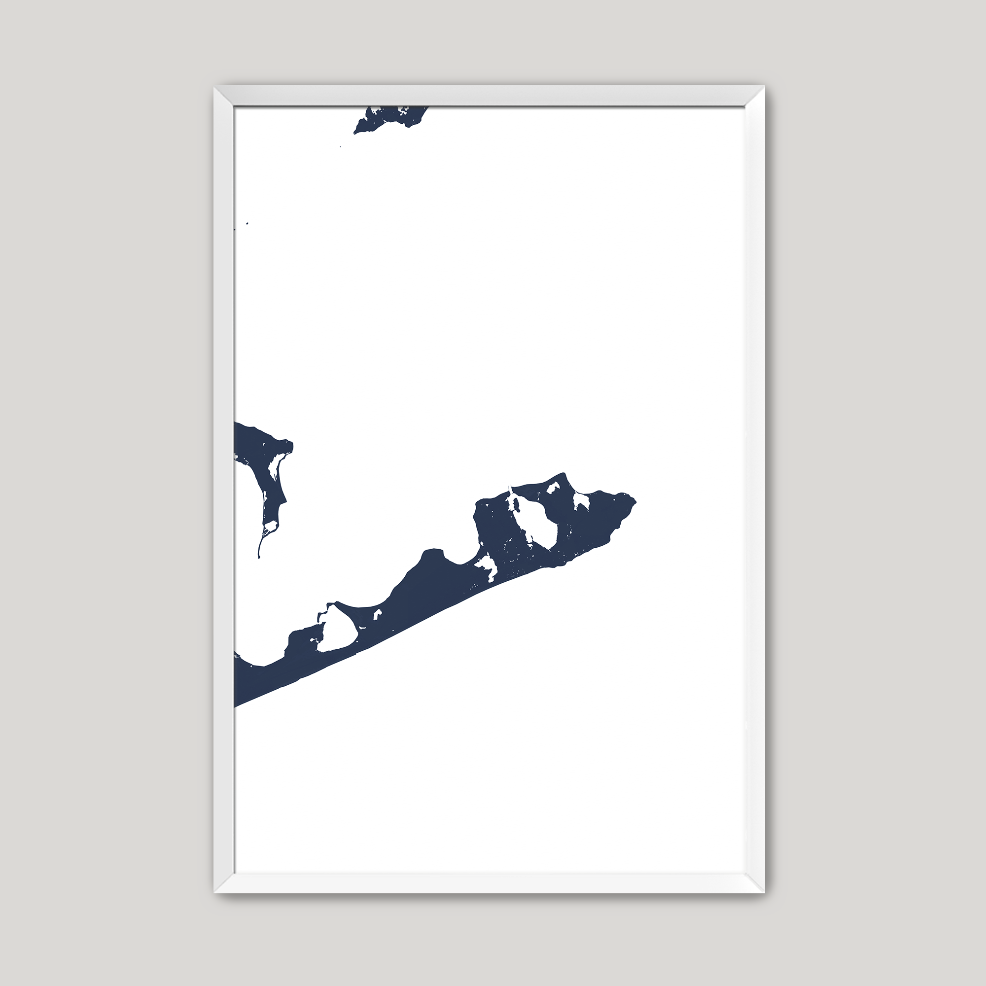 Montauk Coastal Map — Fine Art Print Vertical, navy, White Frame, 8x10